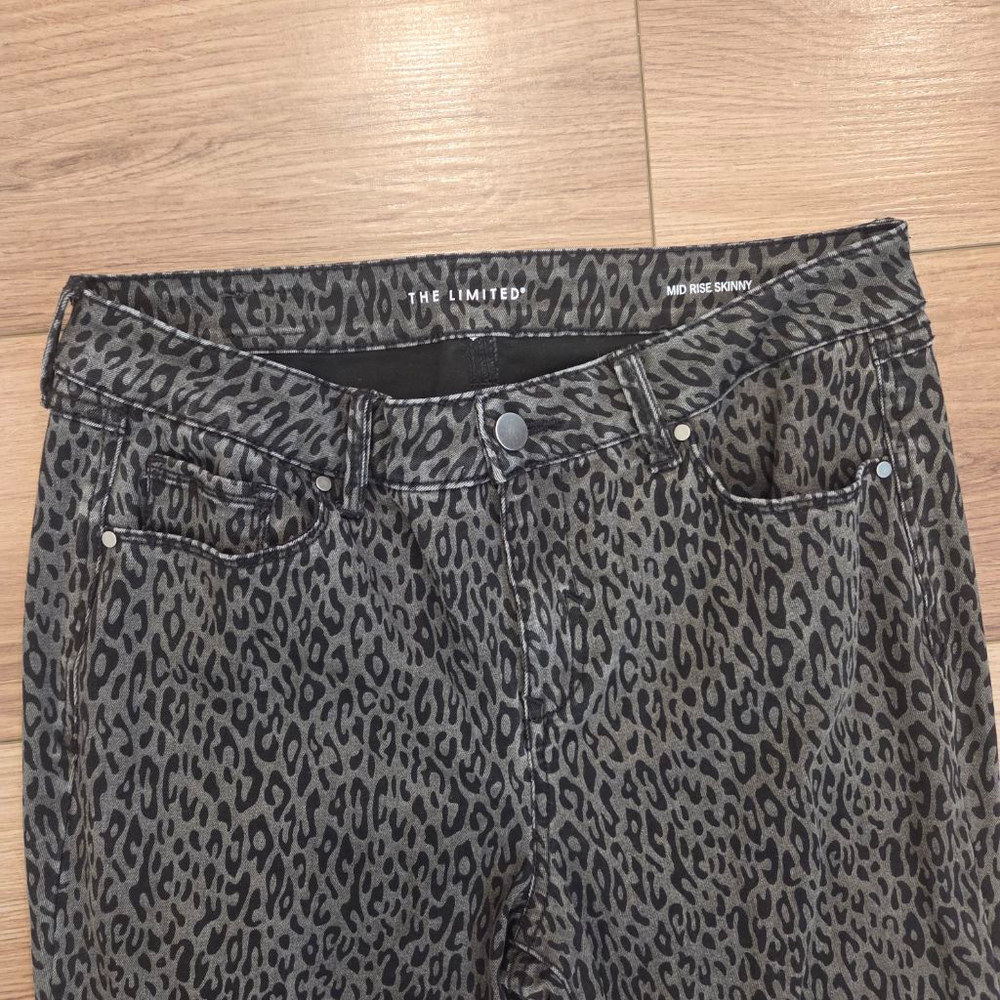 The Limited gray black leopard print skinny jeans size 6 - Picture 3 of 7